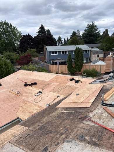 New roof decking installation in progress, Portland