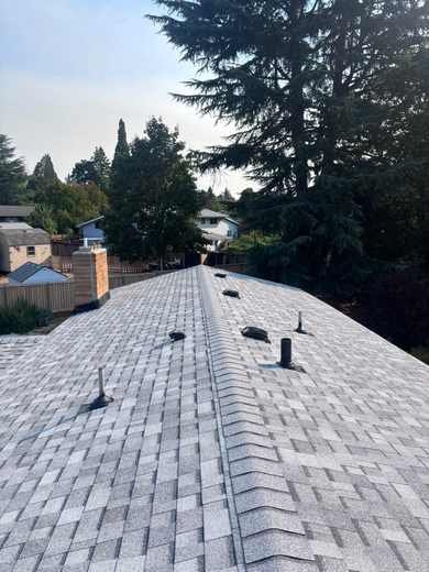 Finished gray shingle roof, Portland